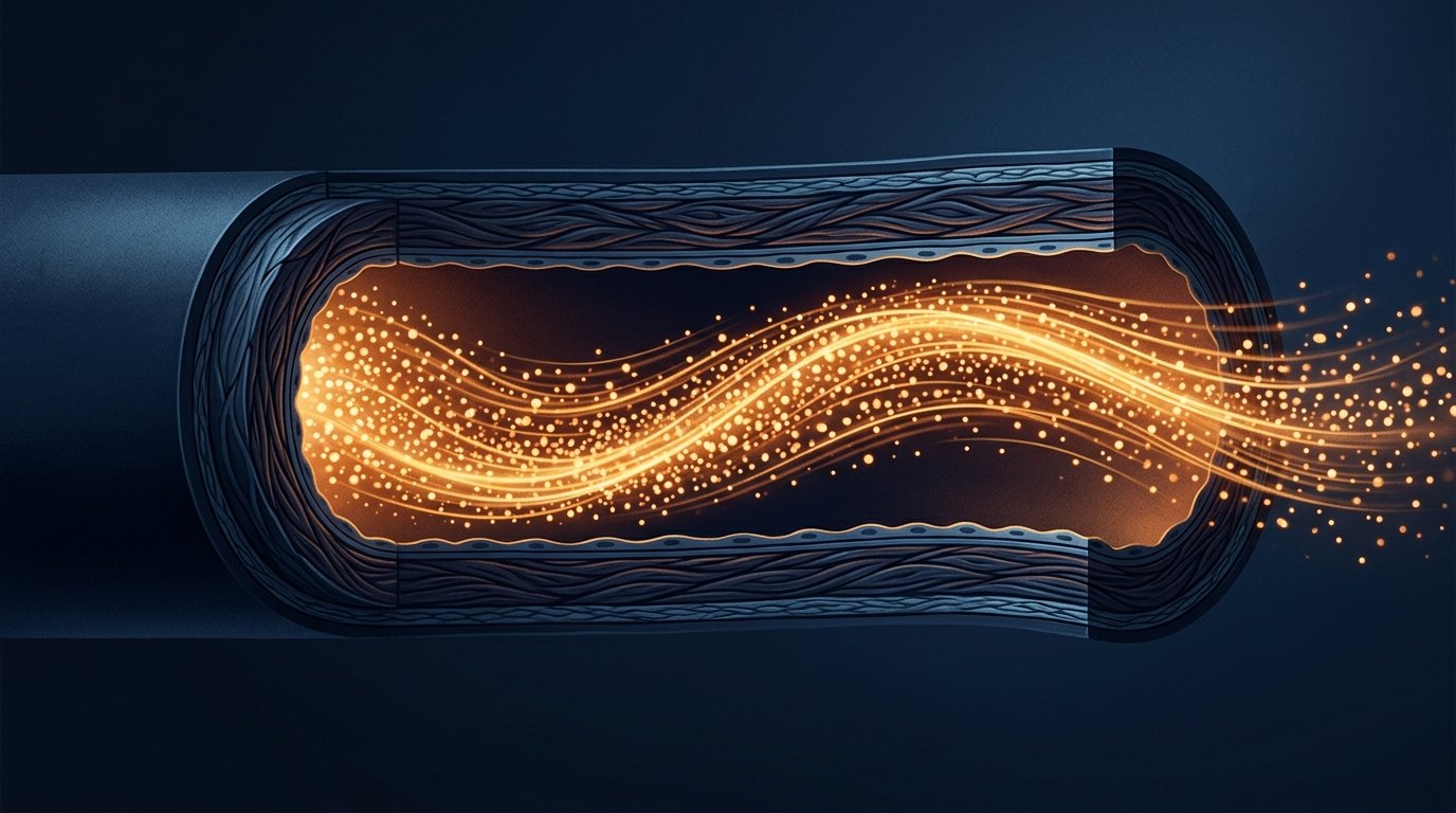 Cross-section illustration of healthy blood vessel with smooth flow